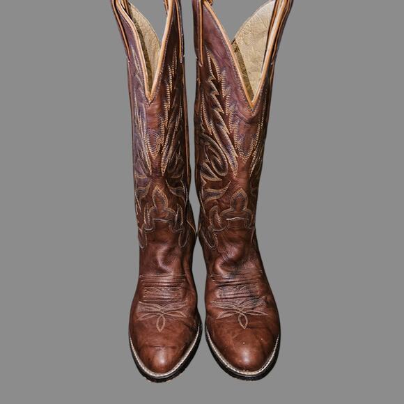 Justin Men\'s 7.5 EE Brown Leather Cowboy Western Boots Made in Mexico main image 10